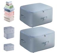 Organizador autocomprimible que ahorra espacio, organizador de compresión que ahorra espacio para edredones, ropa y textiles, resistente al agua y al polvo (azul x 2, XL)