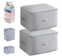 Organizador autocomprimible que ahorra espacio, organizador de compresión que ahorra espacio para edredones, ropa y textiles, resistente al agua y al polvo (gris x 2, L)