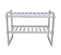 Organizador bajo fregadero de 2 niveles, organizador de ollas y estufas ajustables, soporte de almacenamiento de gran capacidad para la organización de los elementos esenciales de cocina,