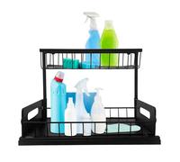 Organizador bajo fregadero metal 2 niveles extraíble negro nyana home