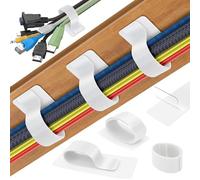 Organizador Cables Escritorio, Sujeta Cable, Bridas Autoadhesivas Reutilizables para Debajo del Escritorio, Gestión de Cables Debajo del Escrito-rio para Oficina Casa y para TV