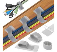 Organizador Cables Escritorio, Sujeta Cable, Bridas Autoadhesivas Reutilizables para Debajo del Escritorio, Gestión de Cables Debajo del Escrito-rio para Oficina Casa y para TV