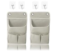 Organizador Colgante con Bolsillos,2 Pieces 4 Compartimentos con Gancho Adhesivo e Bolsillos Laterales de Malla,Plegable Paquete Organizador Puerta para Casa,Oficina,Caravana,Cocina 36cm x22cm x7cm