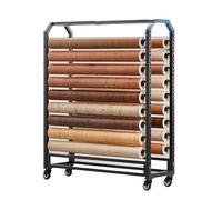 Organizador Comercial Grande De Rollos De Tela, Carrito De Almacenamiento De Vinilo Con Barra Ajustable Y Ruedas Frenables For Películas For Ventanas, Papel Tapiz Y Cortinas.(170x45x143cm-8Rod)