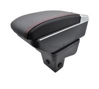 Organizador consola central para coche Caja de almacenamiento para Suzuki para Vitara 2015-2019, Cenicero con reposabrazos, doble capa, estilo coche cuero negro 2018(Red Thread)