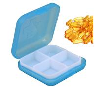 Organizador cuadrado de píldoras, mini pastillero cuadrado, organizador diario de pastillas, estuche portátil con cuatro compartimentos, con cierre a presión, contenedor de píldoras para la bolsa