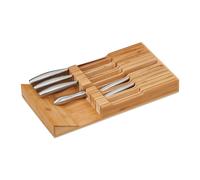 Relaxdays Organizador Cajón 12 Cuchillos Cocina, Soporte Chaira, Bloque Cuchillero Horizontal, 5x43x23cm, Bambú, Natural