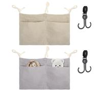 Organizador Cuna Bebé Colgante 2PCS con Ganchos - Bolsa Almacenamiento de Tela para Pañales, Juguetes, Accesorios Bebé, Ideal para Cambiador, Cuna, Compacto y Decorativo