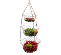 Organizador de 3 niveles de alto rendimiento, cesta de metal para cadenas de metal | Organizador plegable para cocina, ahorro de espacio, cesta de almacenamiento duradera para cocina, pasillo
