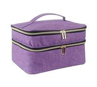 Organizador de accesorios de costura de doble capa, bolsa de almacenamiento para kit de costura, caja de accesorios de costura para hilo, agujas, alfileres, botones, morado, Se référer au descriptif,
