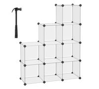 SONGMICS Armario Modular, 9 Cubos, Estante de Plástico PP | Zapatero Modular, Cubos Apilables, Divisor, para Dormitorio, Oficina, 31 x 93 x 93 cm, Blanco, Colección DAMION LPC115S