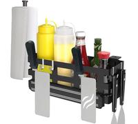 Organizador de almacenamiento de accesorios de parrilla que ahorra espacio para accesorios de parrilla, soporte de accesorios de barbacoa para parrilla Blackstone de 28 a 36 pulgadas con un soporte