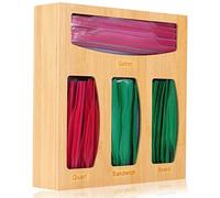Organizador de almacenamiento de bambú, soporte para bolsas de almacenamiento de alimentos, caja de almacenamiento compatible con Ziplock Quart sándwich y bolsas de aperitivos para cajones de cocina