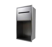 Organizador de almacenamiento de baño montado en la pared con estante vertical y cubo de basura, solución empotrada de acero inoxidable que ahorra espacio