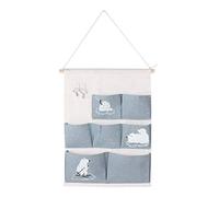 Organizador de Almacenamiento de brochas de Maquillaje, Bolsa Colgante de Pared con patrón de Dibujos Animados Bonitos, 7 Bolsillos (Azul)