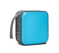 Organizador de almacenamiento de CD/DVD de 48 capacidades, portátil, con cremallera, de plástico duro, para CD/DVD, para coche, hogar, oficina, viajes (azul cielo)