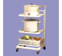 Organizador de almacenamiento de cocina, carrito rodante para despensa de baño, ollas y sartenes, estantería de 3 niveles con 2 tablas y 1 cesta, diseño blanco que ahorra espacio