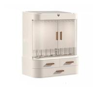 Organizador de almacenamiento de cosméticos Caja organizadora de almacenamiento de maquillaje con espejo LED y cajones, estante for exhibición de joyas, vitrina de cosméticos con cubierta transparente