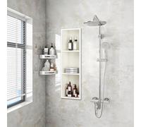 Organizador de almacenamiento de ducha de acero inoxidable, estante de pared empotrado, diseño impermeable y duradero para artículos esenciales de baño, no necesita azulejos