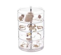 Organizador de almacenamiento de joyas con 3/4/5 niveles, carcasa giratoria apilable, pantalla portátil que ahorra espacio, vitrina transparente para joyas, sistema de organización de joyas, ahorra