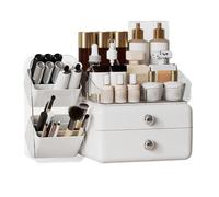 Organizador de almacenamiento de maquillaje de escritorio - Cajonera transparente para cosméticos de 34x22,5x17,5 cm, material PET PP | Estuche de almacenamiento de belleza que ahorra espacio para toc