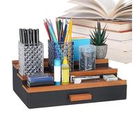 Organizador de almacenamiento de perfumes, soporte de maquillaje de madera, pantalla de 3 niveles, 32 x 22 x 10,5 cm, gran capacidad, diseño de compartimento secreto, accesorio de decoración de baño