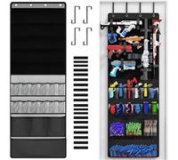 Organizador de almacenamiento de pistola de juguete para puerta con almacenamiento de balas suaves, colgador de almacenamiento de juguetes con 12 bolsillos para pistolas de juguete con 4 ganchos