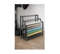 Organizador de almacenamiento de planos, estante de almacenamiento de papel for telón de fondo de fotografía, soporte organizador rodante móvil, soporte for rollo de hierro(Black,80x43cm/31.5x17in)