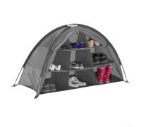 Organizador de almacenamiento de zapatos de camping, 9 estantes, plegable, para ropa, botas, equipo, color gris, grande