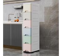 Organizador de almacenamiento móvil delgado y estrecho para baño y cocina, cajón multifuncional alto, solución que ahorra espacio para almacenamiento de artículos esenciales