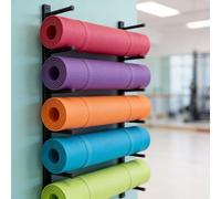 Organizador de almacenamiento para esterilla de yoga, estante montado en la pared para equipo de entrenamiento, rodillos de espuma y accesorios, diseño que ahorra espacio para equipos de gimnasio en