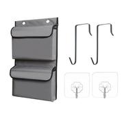 Organizador De Almacenamiento Sobre La Puerta: Estante Colgante Vertical De Pared De 4 Niveles, Dispensador De Tela Oxford Impermeable para Despensa, Cuarto De Baño, 60x36 Cm con Ganchos,Gris