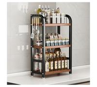 Organizador de almacenamiento y especias, 3 niveles, grande, multifuncional, hecho de acero al carbono con patas y ganchos ajustables, estante para tabla de cortar, para armarios de despensa (a-3