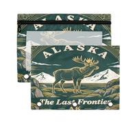 Organizador de anillas con ventana transparente, 3 carpetas de anillas Alaska's Last Frontier en varios colores, 3 cremalleras para almacenar suministros escolares y de oficina, 2 unidades