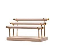 Organizador de anillos terciopelo con base madera, soporte for joyas, exhibidor joyería, estante almacenamiento, expositor mostrador(3 layer Beige)