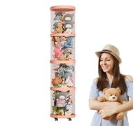 Organizador de animales con niveles, construcción de vinilo transparente duradera, tubo de almacenamiento de juguetes portátil con asas lisas y asas de transporte, contenedor de almacenamiento para