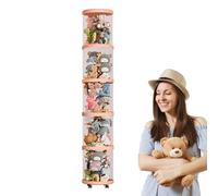 Organizador de animales rellenos | Construcción de vinilo transparente duradero | Tubo de almacenamiento de juguetes portátil con ruedas lisas y asas de transporte | Bandeja de almacenamiento para