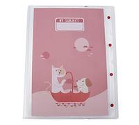 Organizador de archivos A3, bolsa de almacenamiento de papel con imagen de dibujos animados, impermeable, de gran capacidad, con 30 páginas para estudiantes, personal de oficina (Rosa)