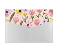 Organizador de archivos con múltiples bolsillos de campo floral rosa pastel, carpeta de acordeón expandible para almacenamiento portátil de documentos