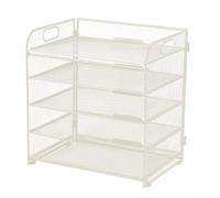 Organizador de archivos de escritorio de malla con asa, clasificador de papel de metal de 5 niveles para documentos de oficina, cartas, libros, estante de almacenamiento de escritorio ventilado, fácil