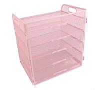 Organizador de archivos de escritorio de malla con asa, clasificador de papel de metal de 5 niveles para documentos de oficina, cartas, libros, estante de almacenamiento de escritorio ventilado, fácil