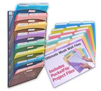 Organizador de archivos de pared de malla Ultimate Office de 8 niveles con montaje vertical. Expositor multiusos. Incluye 18 bolsillos transparen