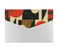 Organizador de archivos expandible con diseño rojo y amarillo, carpeta de acordeón con múltiples bolsillos, almacenamiento de documentos y suministros de oficina