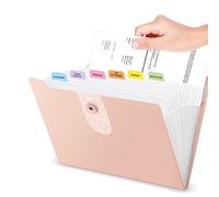 Organizador de archivos expandible mejorado con 8 12 bolsillos, carpetas de archivos de acordeón con etiquetas, organizador portátil de recibos de facturas de papel, suministros de oficina para el