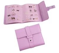 Organizador de Aretes con Carpetas, Pequeño libro con Bolsillos de Almacenamiento, Práctico Estuche para Pendientes, Caja de Joyería, Organizador de Joyas Portátil de Cuero PU para Niñas y Mujeres