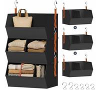 Organizador de Armario Colgante Desmontable de 3 Niveles, contenedores de Almacenamiento, estantes Colgantes Verticales Ajustables for Bolsas de Ropa, Accesorios(Negro)