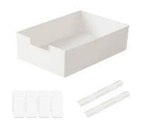 Organizador de armario extensible, 31,5 x 21,5 x 9 cm, color blanco, cajón telescópico con carril deslizante, cesta deslizante de plástico para armario, cocina