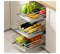 Organizador De Armario Extraíble De 2 Niveles con Bandeja Recogegotas Extraíble, Cesta Extraíble para Almacenar Frutas y Verduras, Estantes Extraíbles y Cajón para La Despensa De La Cocina