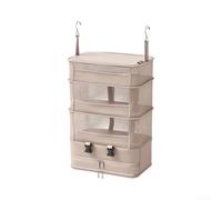 Organizador de armario RV de 5 niveles con ganchos de metal, estantes de almacenamiento plegables para cámper, caravana, autocaravana, solución portátil para colgar ropa de viaje, caqui (caqui)