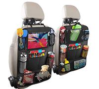 Organizador de Asiento Trasero de Coche, 2 Unidades, para Niños, Organizador para Ipad/tableta, Protector de Alfombrilla para Asiento de Coche, Tela Oxford 600d Impermeable (Negro)